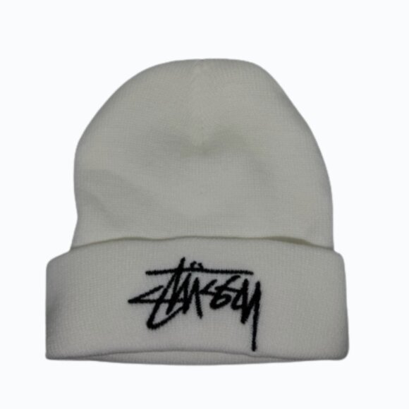 Other - Streetwear-Inspired White Cuff Beanie | Logo Style Knit Hat